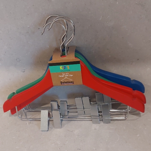 NWT, Solutions Kids Collection Multi-Color Hangers with Clips - Picture 1 of 3